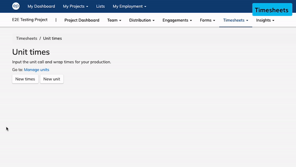 Pre-populated timesheet schedule auto-filling contracted hours and production timetable